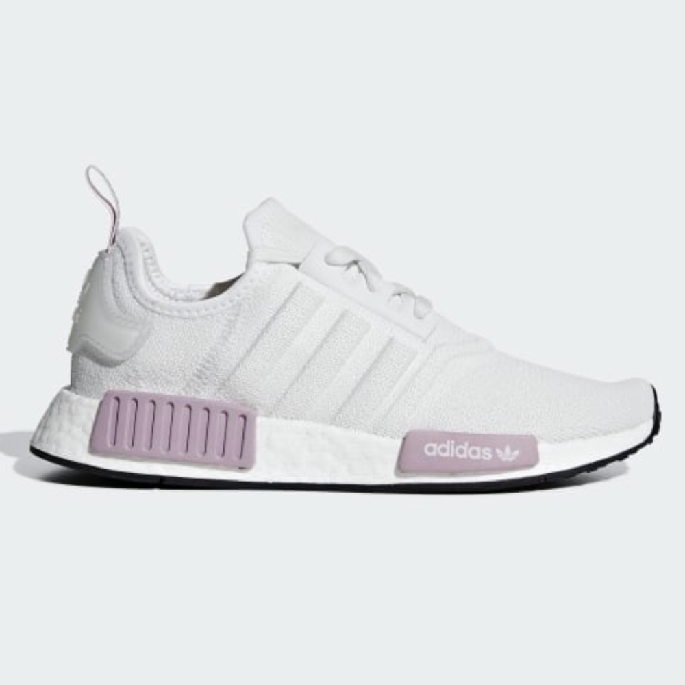 adidas purple and white NMD shoes